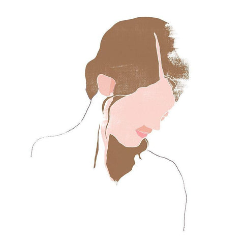 Modern Contour Portrait III White Modern Wood Framed Art Print by Vess, June Erica