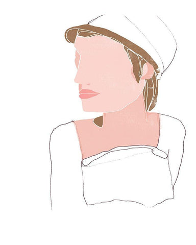 Modern Contour Portrait IV White Modern Wood Framed Art Print with Double Matting by Vess, June Erica