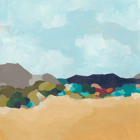 Patchwork Hillside II Black Modern Wood Framed Art Print with Double Matting by Vess, June Erica