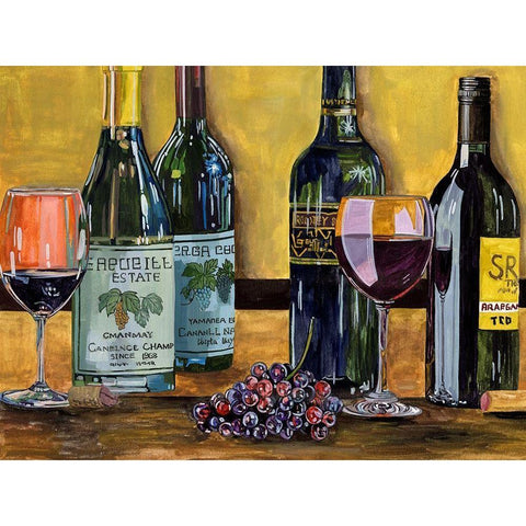 Still Life with Wine I Black Modern Wood Framed Art Print with Double Matting by Wang, Melissa