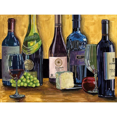 Still Life with Wine II Gold Ornate Wood Framed Art Print with Double Matting by Wang, Melissa