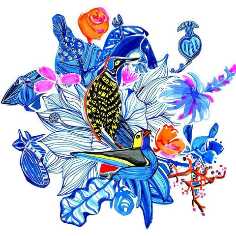 Menagerie I White Modern Wood Framed Art Print by Blanckslate