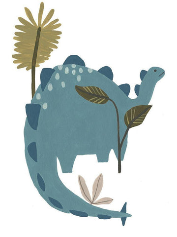 Mighty Dino I White Modern Wood Framed Art Print with Double Matting by Vess, June Erica