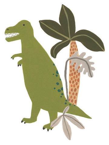 Mighty Dino II White Modern Wood Framed Art Print with Double Matting by Vess, June Erica