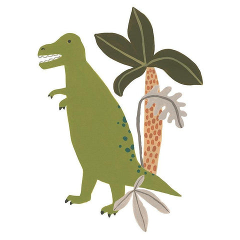 Mighty Dino II White Modern Wood Framed Art Print by Vess, June Erica