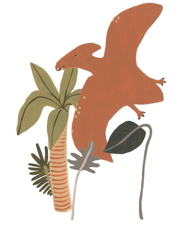 Mighty Dino III White Modern Wood Framed Art Print with Double Matting by Vess, June Erica