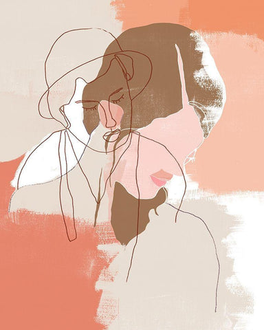 Painted Contour Portraits I White Modern Wood Framed Art Print with Double Matting by Vess, June Erica