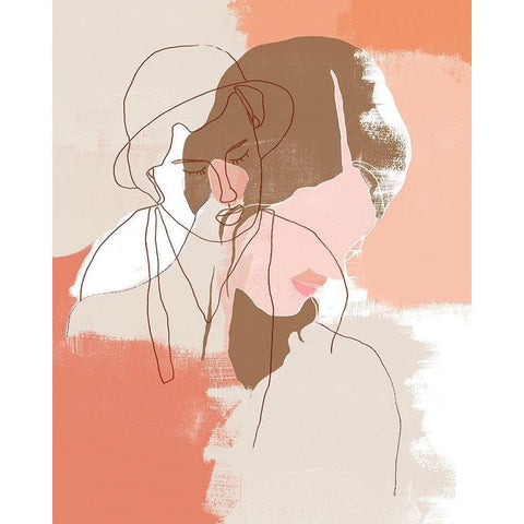 Painted Contour Portraits I Black Modern Wood Framed Art Print by Vess, June Erica