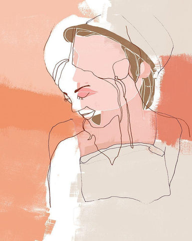 Painted Contour Portraits II White Modern Wood Framed Art Print with Double Matting by Vess, June Erica