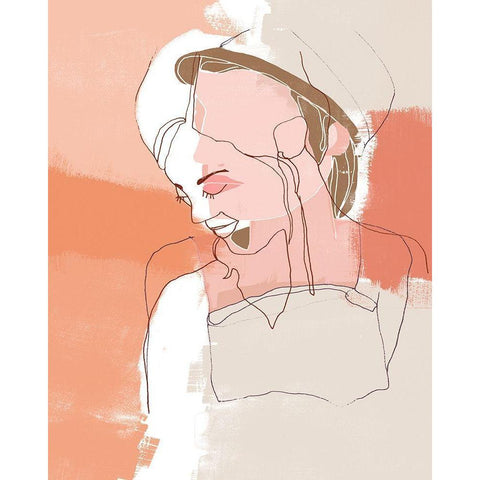 Painted Contour Portraits II White Modern Wood Framed Art Print by Vess, June Erica