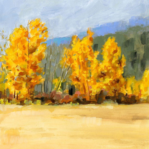 Golden Aspen Trees II White Modern Wood Framed Art Print by Borges, Victoria