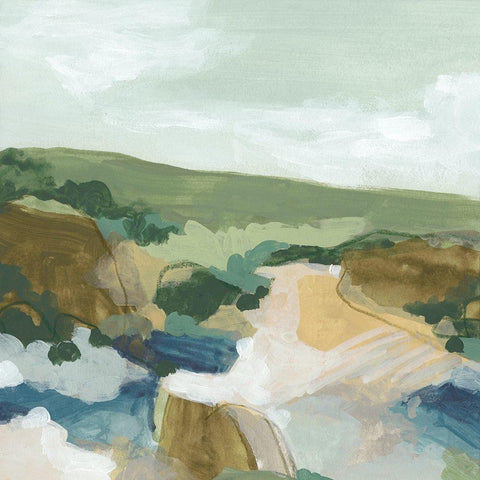 Plein Air Primitive I Gold Ornate Wood Framed Art Print with Double Matting by Vess, June Erica