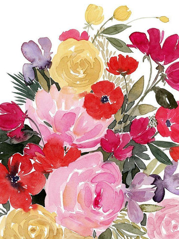 Rainy Day Bouquet I White Modern Wood Framed Art Print with Double Matting by Popp, Grace