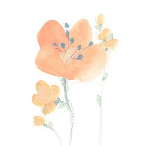 Petite Petals VI White Modern Wood Framed Art Print by Vess, June Erica