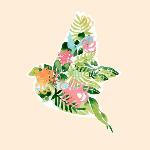 Foliage and Feathers I Gold Ornate Wood Framed Art Print with Double Matting by Vess, June Erica