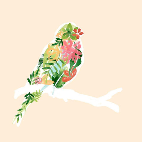 Foliage and Feathers II Black Ornate Wood Framed Art Print with Double Matting by Vess, June Erica