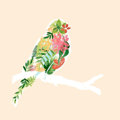 Foliage and Feathers II Gold Ornate Wood Framed Art Print with Double Matting by Vess, June Erica