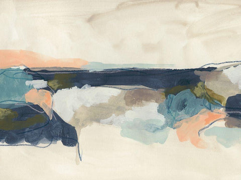 Palette Horizon I White Modern Wood Framed Art Print with Double Matting by Vess, June Erica