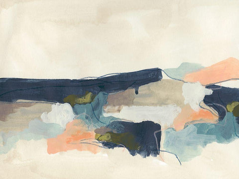 Palette Horizon II White Modern Wood Framed Art Print with Double Matting by Vess, June Erica