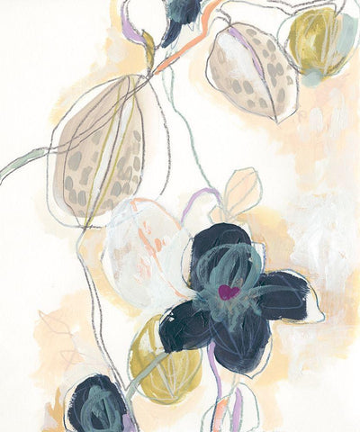 Abstracted Orchid I White Modern Wood Framed Art Print with Double Matting by Vess, June Erica
