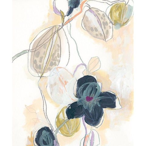 Abstracted Orchid I Black Modern Wood Framed Art Print by Vess, June Erica