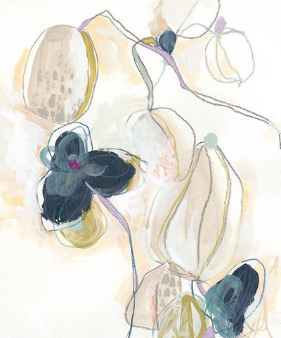 Abstracted Orchid II Black Ornate Wood Framed Art Print with Double Matting by Vess, June Erica