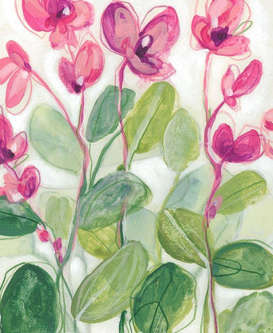 Cyclamen Fantasia I White Modern Wood Framed Art Print with Double Matting by Vess, June Erica