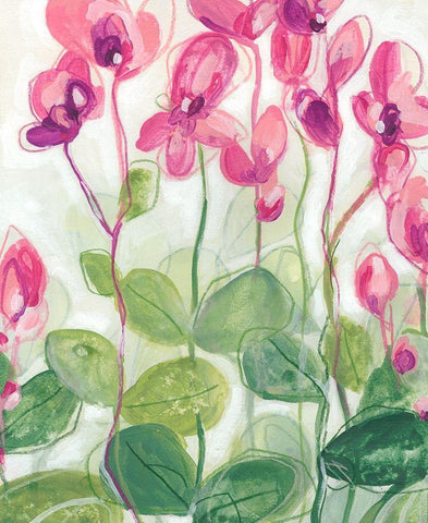 Cyclamen Fantasia II White Modern Wood Framed Art Print with Double Matting by Vess, June Erica