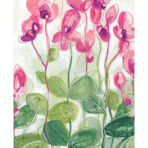 Cyclamen Fantasia II Black Modern Wood Framed Art Print by Vess, June Erica