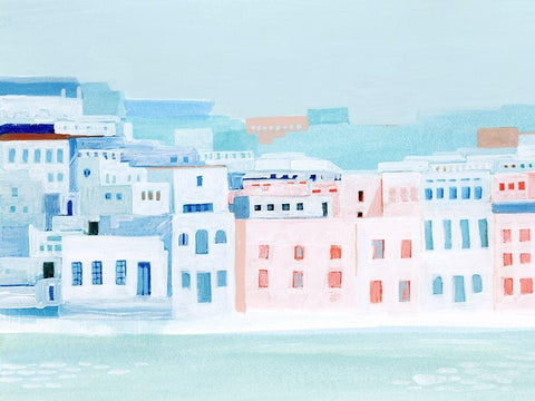 Fishing Town I Black Ornate Wood Framed Art Print with Double Matting by Popp, Grace