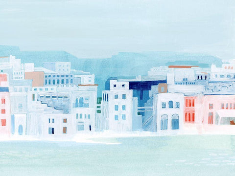 Fishing Town II Black Ornate Wood Framed Art Print with Double Matting by Popp, Grace