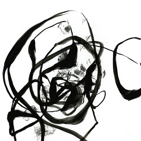 Sumi-E Abstract on White II White Modern Wood Framed Art Print with Double Matting by Goldberger, Jennifer