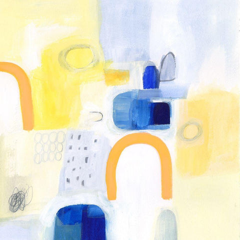 Butterscotch and Blue II White Modern Wood Framed Art Print by Borges, Victoria