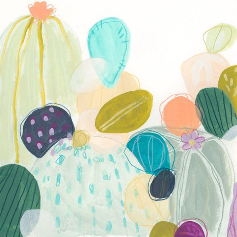 Candy Cactus II White Modern Wood Framed Art Print by Vess, June Erica