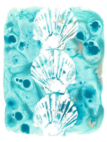 Seaside Shapes I Black Ornate Wood Framed Art Print with Double Matting by Vess, June Erica