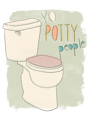 Potty Pun IV White Modern Wood Framed Art Print with Double Matting by Vess, June Erica