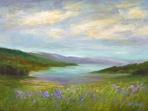 Crystal Springs Vista Black Ornate Wood Framed Art Print with Double Matting by Finch, Sheila