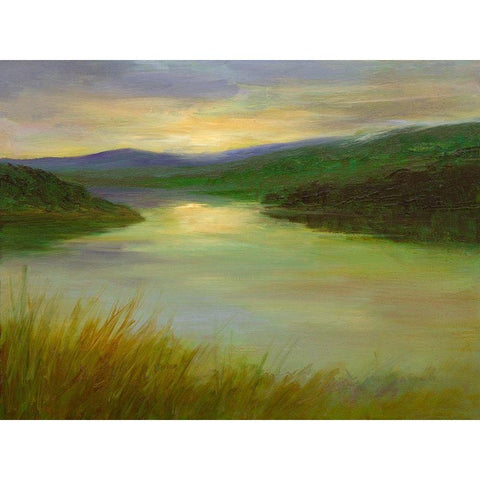 Still Waters at Sunset Black Modern Wood Framed Art Print with Double Matting by Finch, Sheila