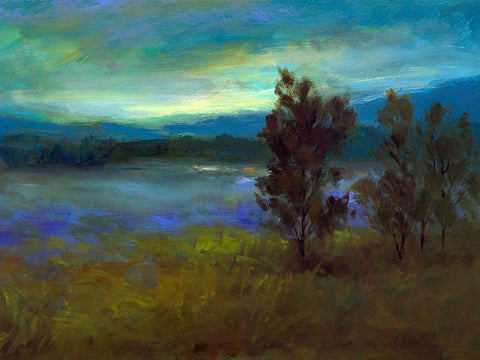 Lifting Fog White Modern Wood Framed Art Print with Double Matting by Finch, Sheila