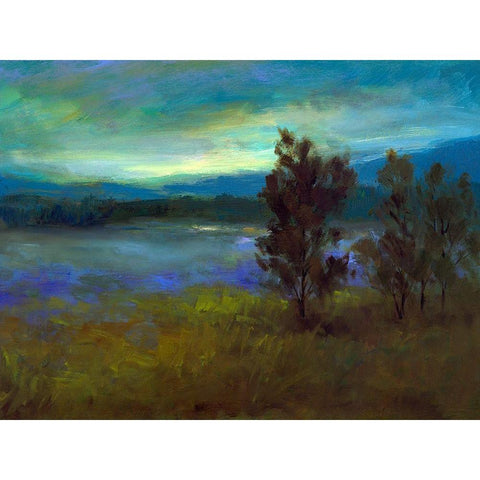 Lifting Fog Black Modern Wood Framed Art Print by Finch, Sheila