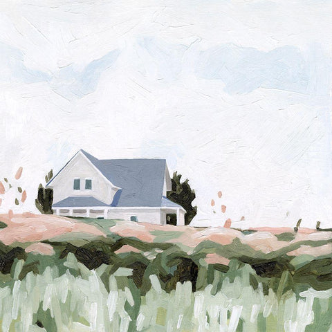 House on a Hill I White Modern Wood Framed Art Print by Scarvey, Emma