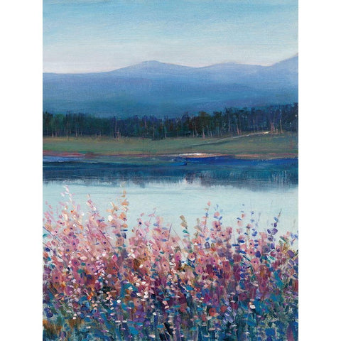 Lakeside Mountain II Black Modern Wood Framed Art Print with Double Matting by OToole, Tim