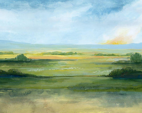 Sunlit Vale I White Modern Wood Framed Art Print with Double Matting by Popp, Grace