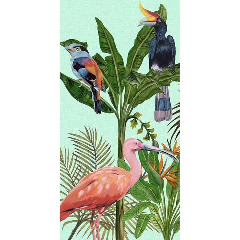 Birds Paradise I Black Modern Wood Framed Art Print with Double Matting by Wang, Melissa