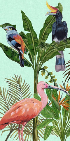 Birds Paradise I Black Ornate Wood Framed Art Print with Double Matting by Wang, Melissa