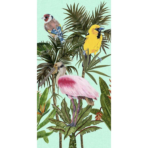 Birds Paradise II Gold Ornate Wood Framed Art Print with Double Matting by Wang, Melissa