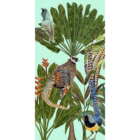 Birds Paradise III Gold Ornate Wood Framed Art Print with Double Matting by Wang, Melissa