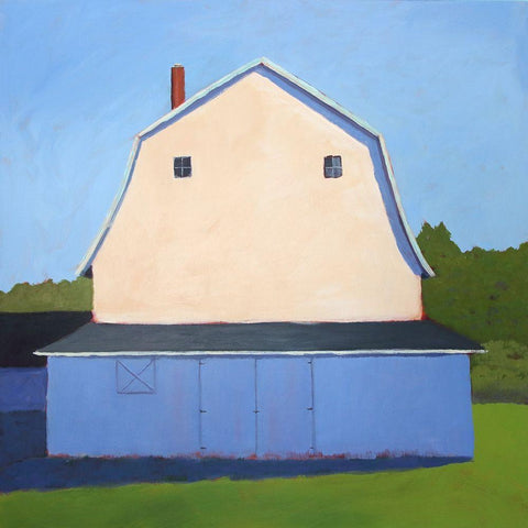 Primary Barns II Black Modern Wood Framed Art Print with Double Matting by Young, Carol