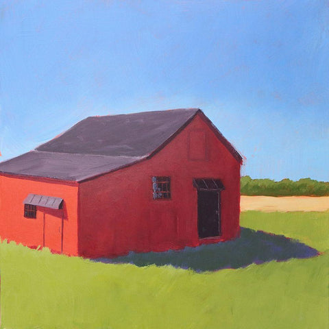 Primary Barns V Black Modern Wood Framed Art Print with Double Matting by Young, Carol