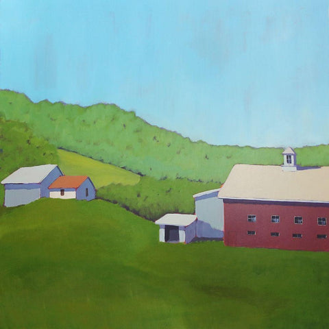 Primary Barns VI Black Modern Wood Framed Art Print with Double Matting by Young, Carol